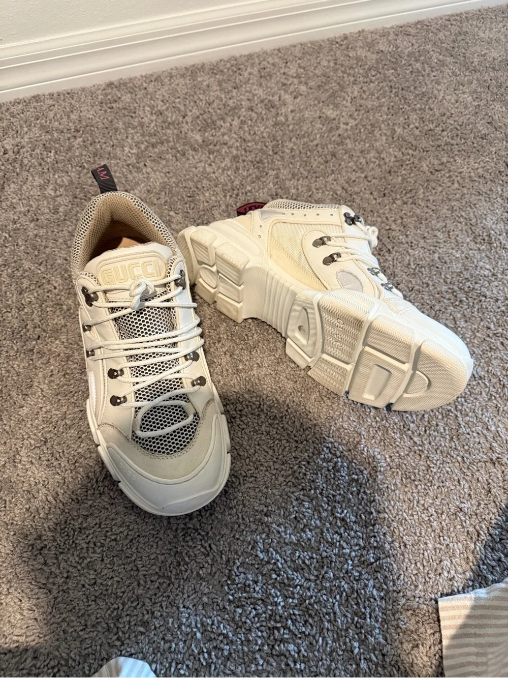 Gucci Cream and White Men's Chunky Lace-Up Sneakers
